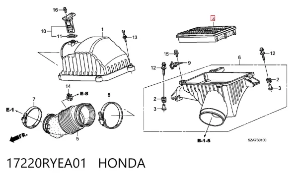 Воздушный фильтр 17220RYEA01 Honda