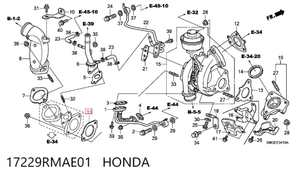 Прокладка турбины выхлопных газов, впуск 17229RMAE01 Honda