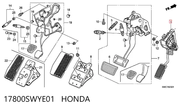 Педаль газа 17800SWYE01 Honda