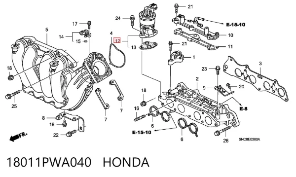 Клапан ЕГР 18011PWA040 Honda