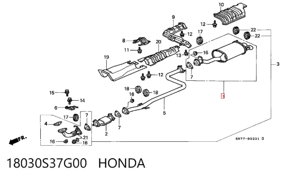 Глушитель задний 18030S37G00 Honda