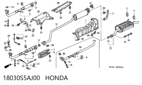 Глушитель задний 18030S5AJ00 Honda