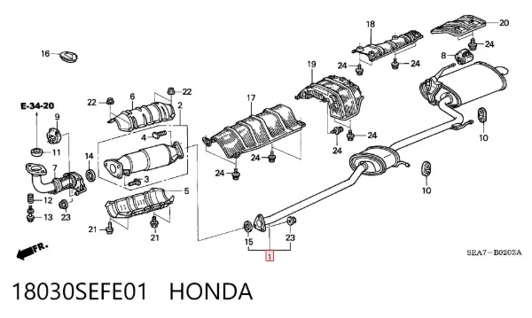 Глушитель, центральная и задняя часть 18030SEFE01 Honda