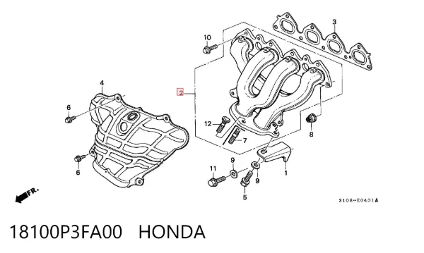 Выпускной коллектор 18100P3FA00 Honda