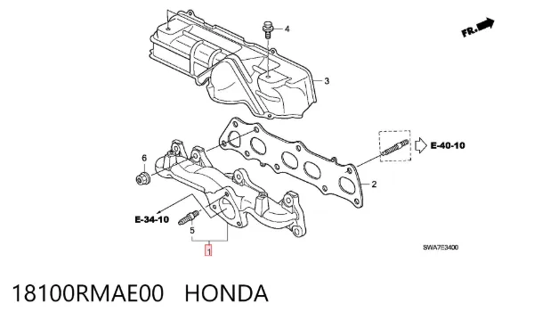 Выпускной коллектор 18100RMAE00 Honda