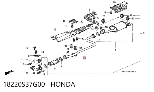 Центральная часть глушителя 18220S37G00 Honda