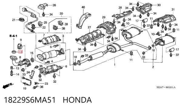 Прокладка глушителя Honda Civic VII