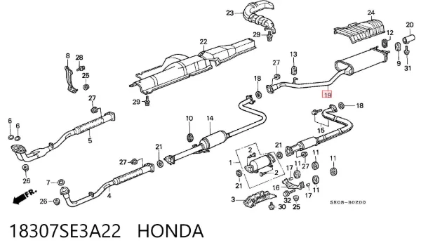 Глушитель задний 18307SE3A22 Honda