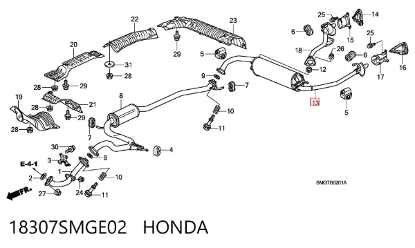 Глушитель задний 18307SMGE02 Honda