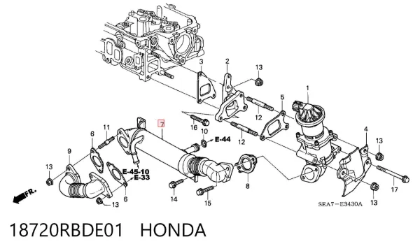 Радиатор системы EGR 18720RBDE01 Honda