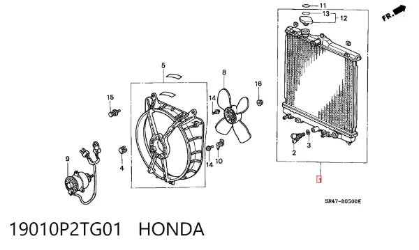 Радиатор 19010P2TG01 Honda