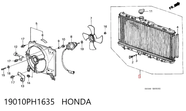 Радиатор 19010PH1635 Honda