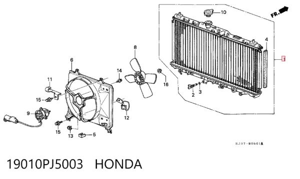 Радиатор 19010PJ5003 Honda