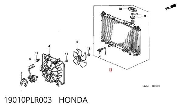 Радиатор 19010PLR003 Honda