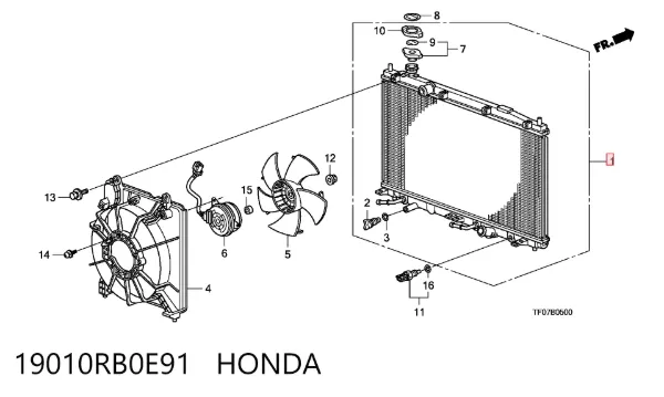 Радиатор 19010RB0E91 Honda