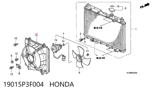Диффузор радиатора 19015P3F004 Honda