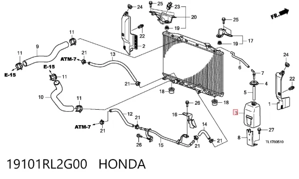 Бачок системы охлаждения 19101RL2G00 Honda