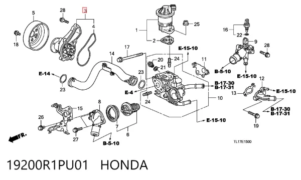 Помпа 19200R1PU01 Honda