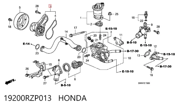 Помпа 19200RZP013 Honda