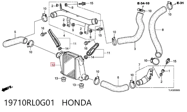 Интеркулер 19710RL0G01 Honda