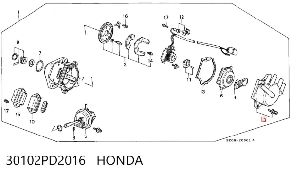 Крышка трамблера 30102PD2016 Honda
