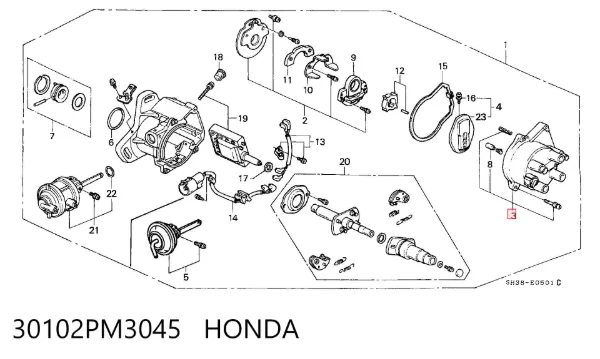 Крышка трамблера 30102PM3045 Honda