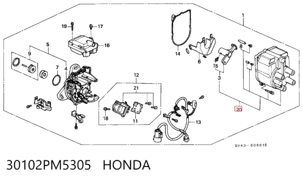Крышка трамблера 30102PM5305 Honda