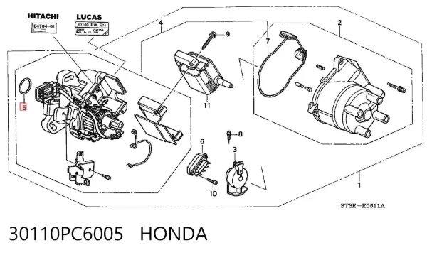 Кольцо уплотнительное трамблера 30110PC6005 Honda