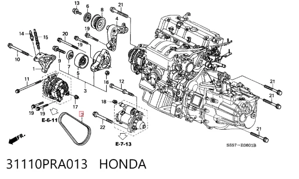 Ремень генератора 31110PRA013 Honda
