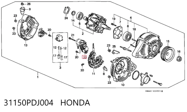Реле генератора 31150PDJ004 Honda