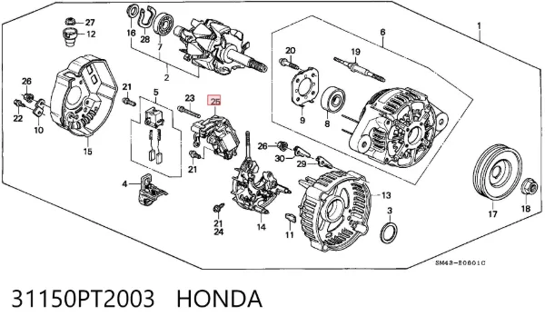 Реле генератора 31150PT2003 Honda