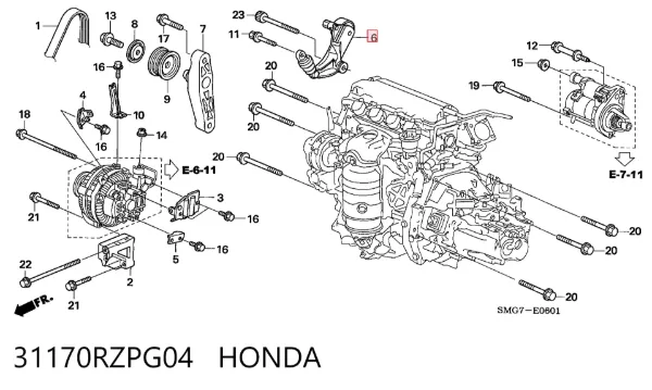 Натяжитель приводного ремня 31170RZPG04 Honda