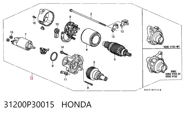 Стартер 31200P30015 Honda