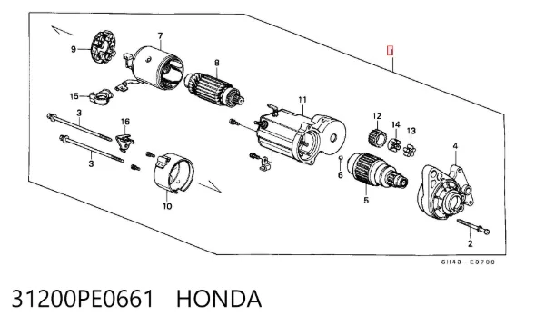 Стартер 31200PE0661 Honda