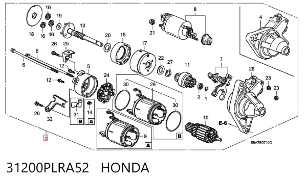 Стартер 31200PLRA52 Honda
