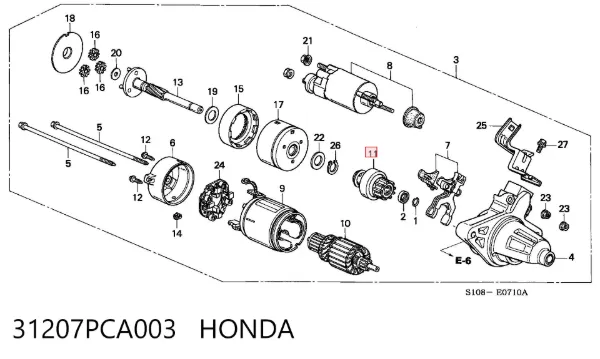 Бендикс стартера 31207PCA003 Honda