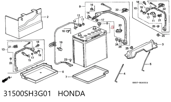 Аккумулятор 31500SH3G01 Honda