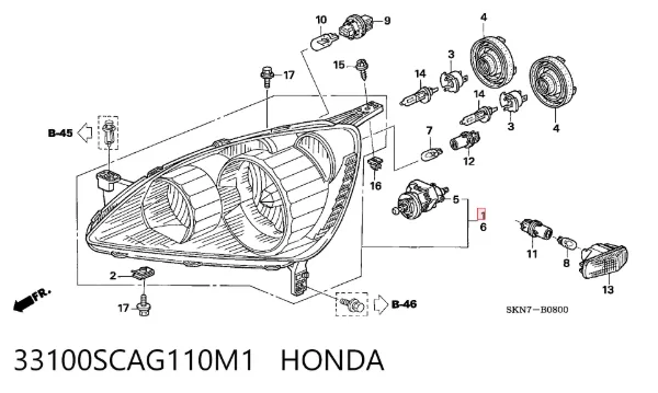 Правая фара Honda CR-V II