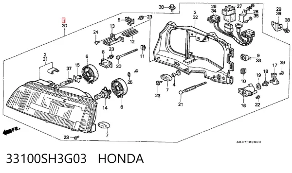 Правая фара 33100SH3G03 Honda