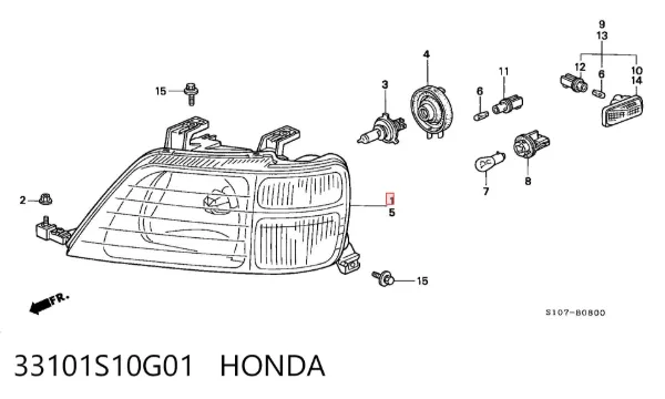 Правая фара 33101S10G01 Honda