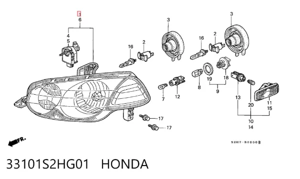 Правая фара 33101S2HG01 Honda