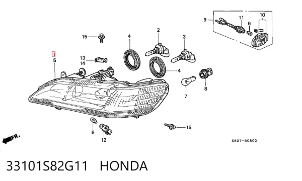 Правая фара 33101S82G11 Honda