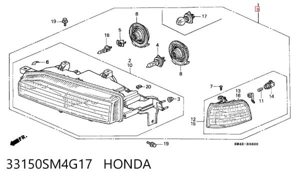 Левая фара 33150SM4G17 Honda