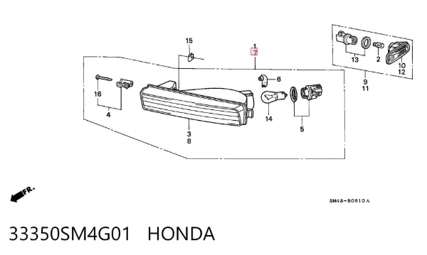 Поворотник левый 33350SM4G01 Honda