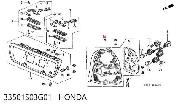 Задний фонарь 33501S03G01 Honda