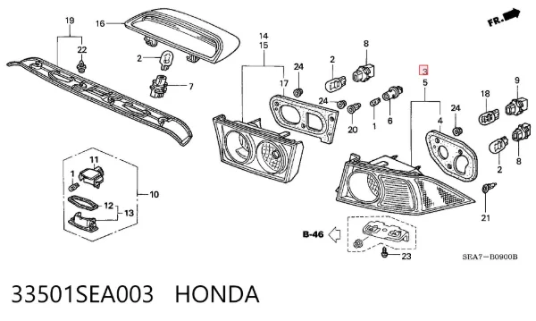 Фонарь задний правый внешний 33501SEA003 Honda