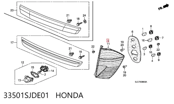 Задний фонарь 33501SJDE01 Honda