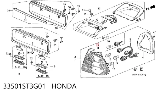 Задний фонарь Honda Civic VI