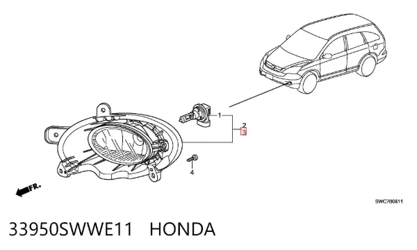 Фара противотуманная левая 33950SWWE11 Honda