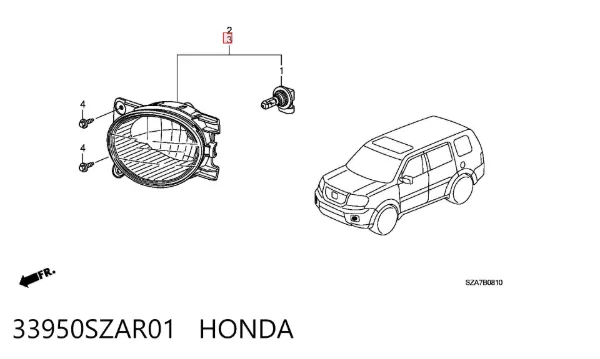 Фара противотуманная левая Honda Pilot II